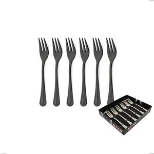 Confezione vetrina 6 pezzi forchettine dolce Royal Retr� PVD Black, Acciaio inox 18/10 antico, spessore 2.5 mm, pvd black
