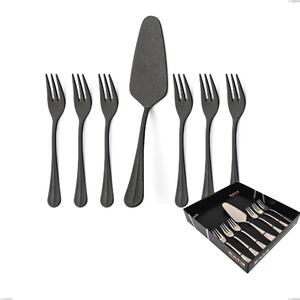 Confezione vetrina 7 pezzi dolce Royal Retr� PVD Black, Acciaio inox 18/10 antico, spessore 2.5 mm, pvd black