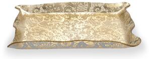 Vassoio da tavola portabicchieri, Dolci Portata SMALL Plexiglass LEAVERS GOLD Linea DRAPPEGGI PIZZO 23x23x h 3 cm - 0,25 kg Colore Oro