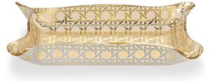 Vuotatasche Rettangolare portapane dolci Plexiglass Gold Paglia di Vienna Linea DRAPPEGGI, 20x15x h 3 cm - 0,25 kg Colore Oro