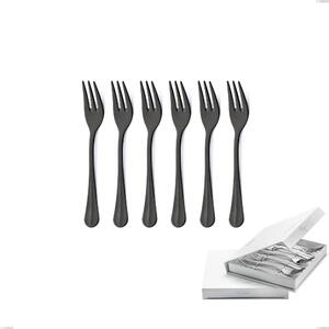 Confezione a libro 6 pezzi forchette dolce Royal Retr� PVD Black, Acciaio inox 18/10 antico, spessore 2.5 mm, pvd black