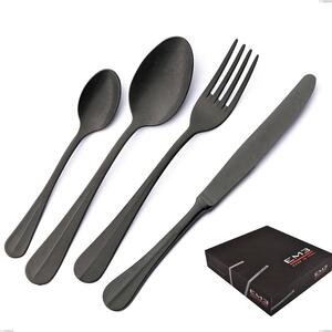 Set di posate 75 pezzi Royal Retr� PVD Black in confezione regalo, Acciaio inox 18/10 antico, spessore 2.5 mm, pvd black