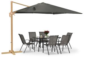 Ombrellone da giardino Siena 3x3m in legno con copertura antracite Garden Point