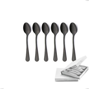 Confezione a libro 6 pezzi cucchiaini caff� Royal Retr� PVD Black, Acciaio inox 18/10 antico, spessore 2.5 mm, pvd black