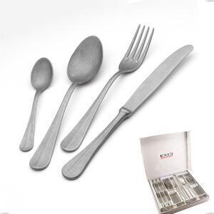Cofanetto 24 pezzi Royal Retro, Acciaio inox 18-10 finitura vintage, spessore 2.5 mm