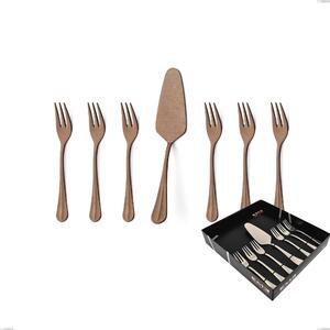 Confezione vetrina 7 pezzi dolce Royal Retr� PVD Chocolate, Acciaio 18/10 antico, spessore 2.5 mm, pvd chocolate