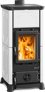 La Nordica-Extraflame Stufa a Legna in Ghisa 6.5 Kw Volume 186 m3 Vetro ceramico Rivestimento Maiolica Colore Bianco - Emiliana