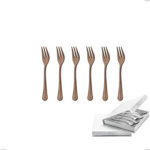Confezione a libro 6 pezzi forchette dolce Royal Retr� PVD Chocolate, Acciaio 18/10 antico, spessore 2.5 mm, pvd chocolate- posate