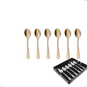 Confezione vetrina 6 pezzi caff� Royal Retr� PVD Gold, Acciaio 18/10 antico, spessore 2.5 mm, pvd oro