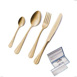 Servizio di posate 75 pezzi in astuccio regalo Royal Retr� PVD Gold, Acciaio 18/10 antico, spessore 2.5 mm, pvd oro