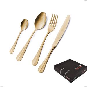 Set di posate 75 pezzi Royal Retr� PVD Gold in confezione regalo, Acciaio 18/10 antico, spessore 2.5 mm, pvd oro