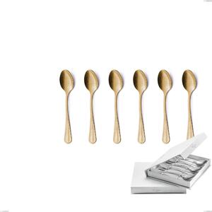 Confezione a libro 6 pezzi cucchiaini caff� Royal Retr� PVD Gold, Acciaio 18/10 antico, spessore 2.5 mm, pvd oro