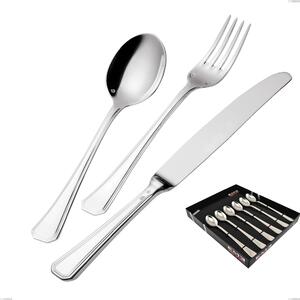 Confezione vetrina 6 pezzi cucchiaini bibita Savoia Argentato 3 mm spessore argento 25 micron, Acciaio inox 18/10 (AISI304) Argento 25 micron, spessore 3 mm