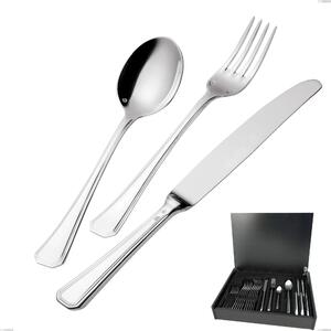 Servizio di posate 24 pezzi in astuccio di legno Savoia Argentato 3 mm spessore argento 25 micron, Acciaio inox 18/10 (AISI304) Argento 25 micron, spessore 3 mm- posate