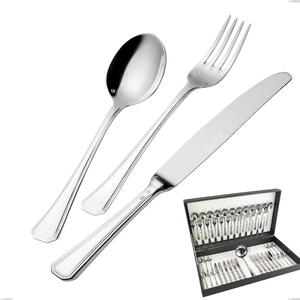Astuccio 49 pezzi coltello manico vuoto Savoia Argentato 3 mm spessore argento 25 micron, Acciaio inox 18/10 (AISI304) Argento 25 micron, spessore 3 mm