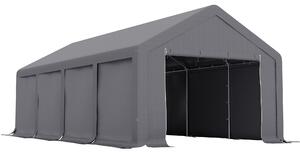 Outsunny Tendone da Giardino per Feste 7.95x3.95m con Porte a Cerniera, Picchetti e Corde Incluse, Grigio|Aosom