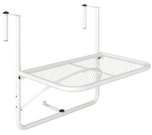 Outsunny Tavolo da Ringhiera Altezza Regolabile, 3 Livelli, in Metallo, Spazio Salvaspazio, 60x56.5x45cm, Bianco|Aosom