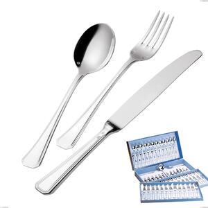 Servizio di posate 113 pezzi in astuccio regalo Savoia Argentato 3 mm spessore argento 25 micron, Acciaio inox 18/10 (AISI304) Argento 25 micron, spessore 3 mm