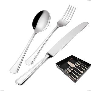 Confezione vetrina 7 pezzi dolce Savoia Argentato 3 mm spessore argento 25 micron, Acciaio inox 18/10 (AISI304) Argento 25 micron, spessore 3 mm