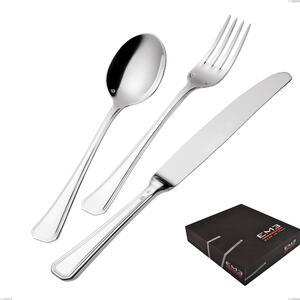 Set di posate 75 pezzi Savoia Argentato 3 mm spessore argento 25 micron in confezione regalo, Acciaio inox 18/10 (AISI304) Argento 25 micron, spessore 3 mm