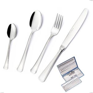 Astuccio 75 pezzi Savoia Argento 8 micron, Acciaio inox Aisi 304 Finitura Argentata, spessore argento 8 micron, spessore posata 3 mm