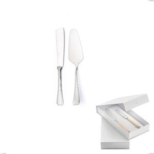Confezione a libro 2 pezzi,paletta pi� coltello dolce da servizio Savoia Argento 8 micron, Acciaio inox Aisi 304 Finitura Argentata, spessore argento 8 micron, spessore posata 3 mm- posate
