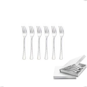 Confezione a libro 6 pezzi forchette dolce Savoia Argento 8 micron, Acciaio inox Aisi 304 Finitura Argentata, spessore argento 8 micron, spessore posata 3 mm