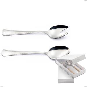 Confezione a libro 2 pezzi insalata Savoia Argento 8 micron, Acciaio inox Aisi 304 Finitura Argentata, spessore argento 8 micron, spessore posata 3 mm
