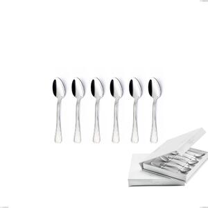 Confezione a libro 6 pezzi cucchiaino moka Savoia Argento 8 micron, Acciaio inox Aisi 304 Finitura Argentata, spessore argento 8 micron, spessore posata 3 mm