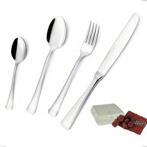Confezione posate 75 pezzi in argento con custodia antiossidante Savoia Argento 8 micron, Acciaio inox Aisi 304 Finitura Argentata, spessore argento 8 micron, spessore posata 3 mm