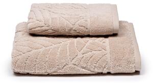 Asciugamano Con Ospite In Cotone Foglie Standard Primanatura Tinta Unita Naturale Caleffi