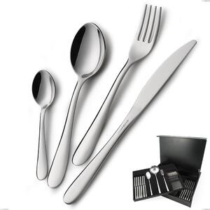 Servizio di posate 75 pezzi in astuccio di legno coltello economico Segno, Acciaio inox 18/10 (AISI304), spessore 1.8 mm