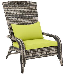 Outsunny Sedia da Giardino in Rattan, Poltrona da Esterno a Adirondack con Braccioli e Cuscini Imbottiti, Grigia, 65x86x90cm|Aosom