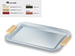 Vassoio rettangolare inox lucido Seville 38x27,5 cm - senza manici cm con manici colorati