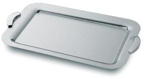 Vassoio Rettangolare con manici 38x27,5 cm - senza manici Linea Scacco EME in acciaio inox Lucido finitura scacco