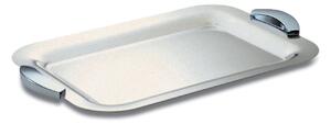 Vassoio Rettangolare in acciaio sabbiato DOMINO vassoio da portata lunghezza 38x27,5 cm - senza manici acciaio inox 18/10
