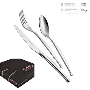 Servizio Posate 75 Pezzi 12 posti tavola PUNTO 3 mm in acciaio inox 18/10 lucidato a specchio in confezione