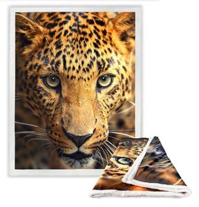 PLAID coperta IN PILE SHERPA fantasy HD LEOPARDO leopardato