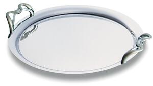 Vassoio Tondo con manici 30 cm Linea ALEX EME in acciaio inox Lucido