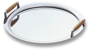 Vassoio Rotondo acciaio inox 18/10 Apollo diametro 30 cm con maniglie con inserto in legno
