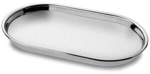 Vassoio Ovale Fondo con bordo rialzato Convivio � 42 cm con bordo in acciaio inox Lucido interno sabbiato
