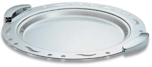 Vassoio Tondo con manici 35 cm Linea Punto e Virgola EME in acciaio inox Lucido traforato