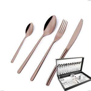 Servizio Posate VENICE COPPER BRONZE 51 pezzi acciaio inox 18/10 AISI304 spessore 4.0 mm in Astuccio