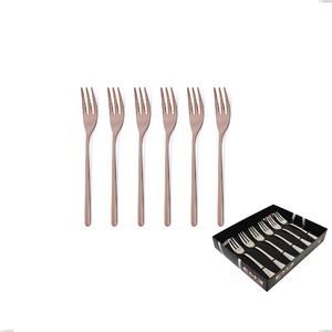 Confezione vetrina 6 pezzi forchettine dolce Venice Copper Bronze, Acciaio Inox 18-10 trattamento pvd bronzo, spessore 4 mm