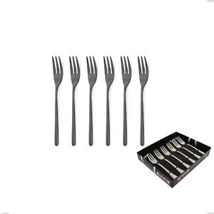 Confezione vetrina 6 pezzi forchettine dolce Venice Gun Metal, Acciaio Inox 18-10 trattamento pvd canna di fucile, spessore 4 mm