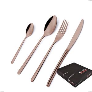 Set di posate 75 pezzi Venice Copper Bronze in confezione regalo, Acciaio Inox 18-10 trattamento pvd bronzo, spessore 4 mm