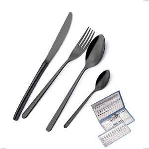 Servizio di posate 75 pezzi in astuccio regalo Venice Gun Metal, Acciaio Inox 18-10 trattamento pvd canna di fucile, spessore 4 mm