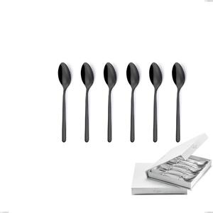 Confezione a libro 6 pezzi cucchiaini caff� Venice Gun Metal, Acciaio Inox 18-10 trattamento pvd canna di fucile, spessore 4 mm