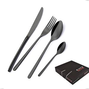 Set di posate 75 pezzi Venice Gun Metal in confezione regalo, Acciaio Inox 18-10 trattamento pvd canna di fucile, spessore 4 mm