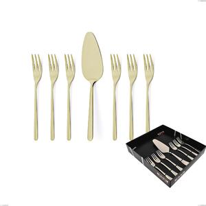 Confezione vetrina 7 pezzi dolce Venice Tin Gold, Acciaio Inox 18-10 trattamento pvd oro, spessore 4 mm